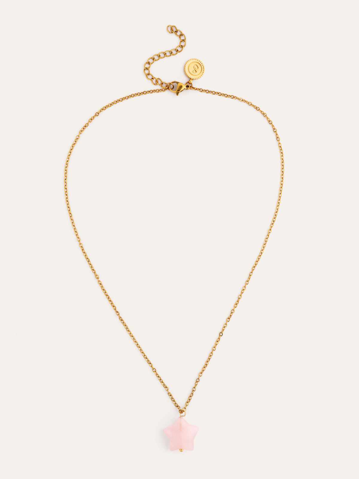 Collier Étoile Quartz Rose Acier Plaqué Or - vista 4