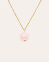Collier Étoile Quartz Rose Acier Plaqué Or