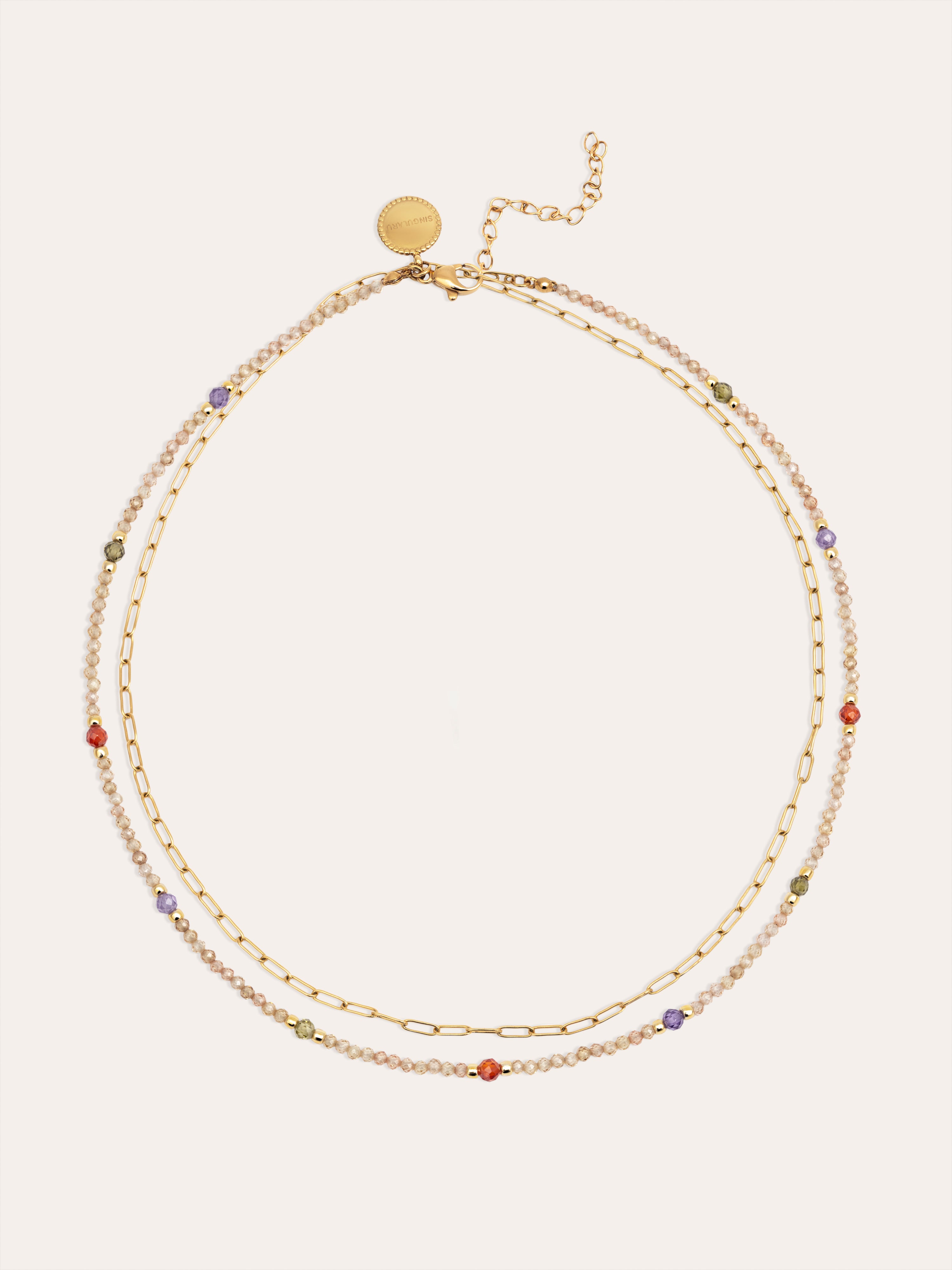 Collar Long Glam Acero Baño Oro