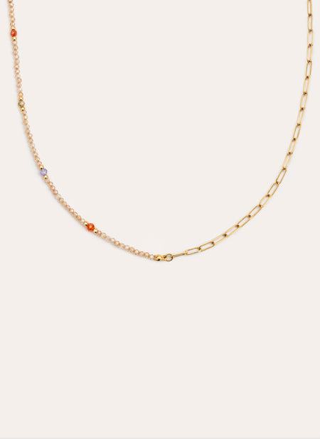 Collier Long Glam Acier Plaqué Or