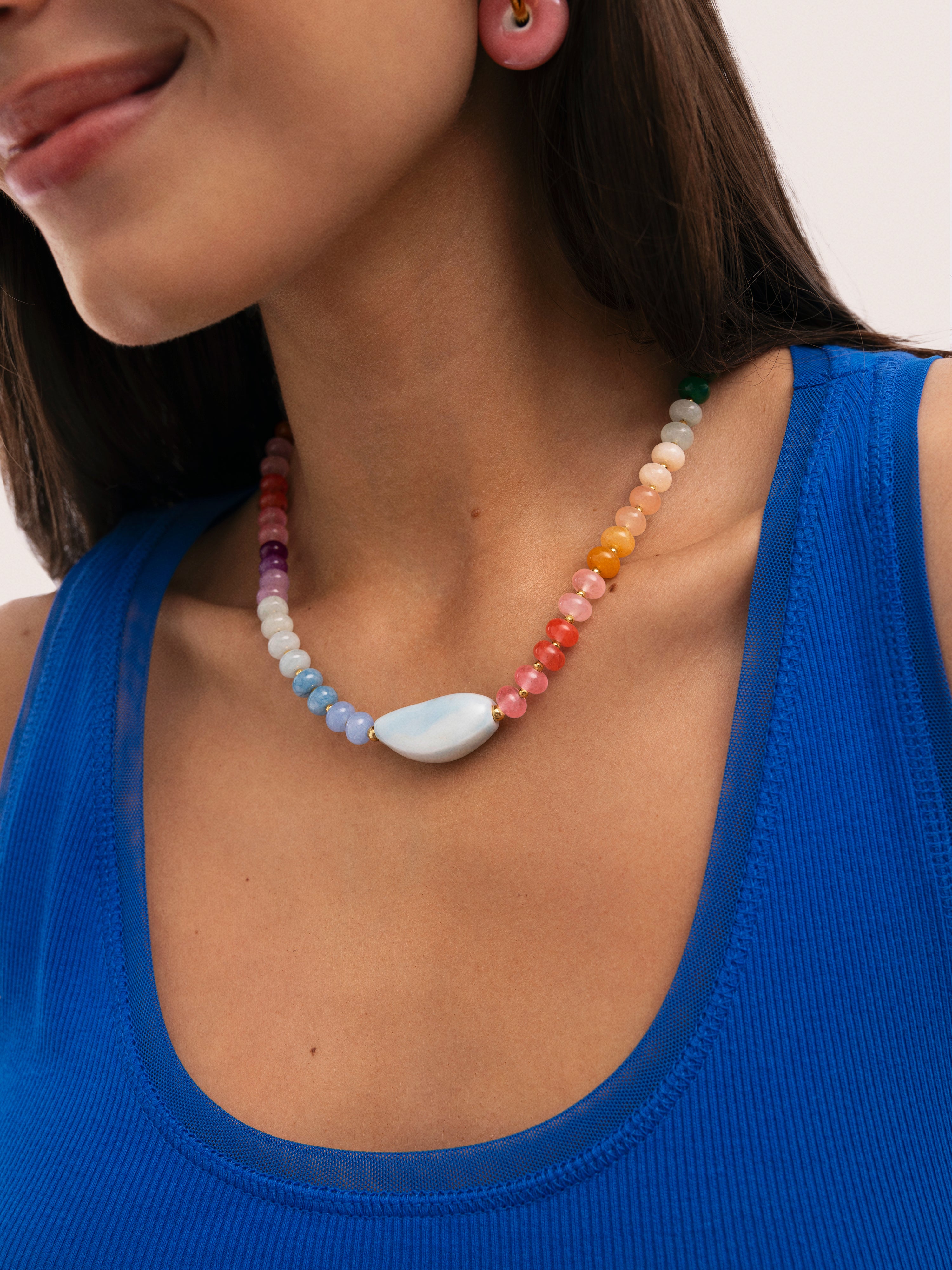 Halskette Gummy Stones Edelstahl mit Goldbeschichtung