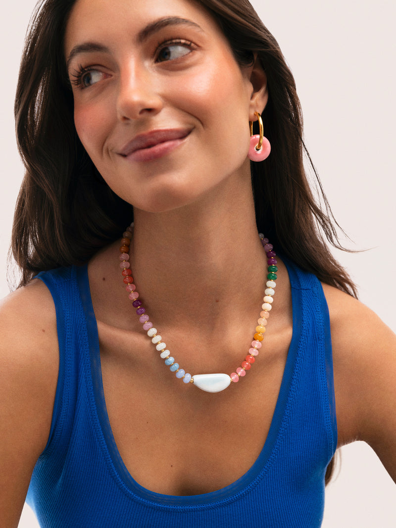 Halskette Gummy Stones Edelstahl mit Goldbeschichtung