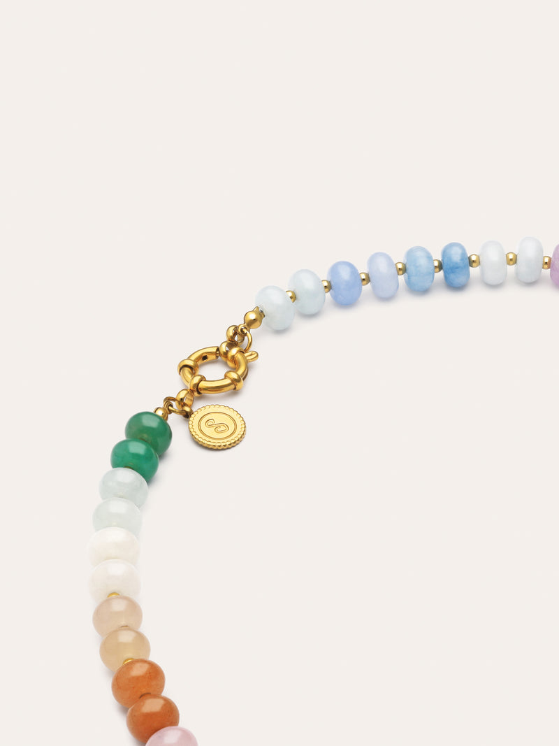 Halskette Gummy Stones Edelstahl mit Goldbeschichtung