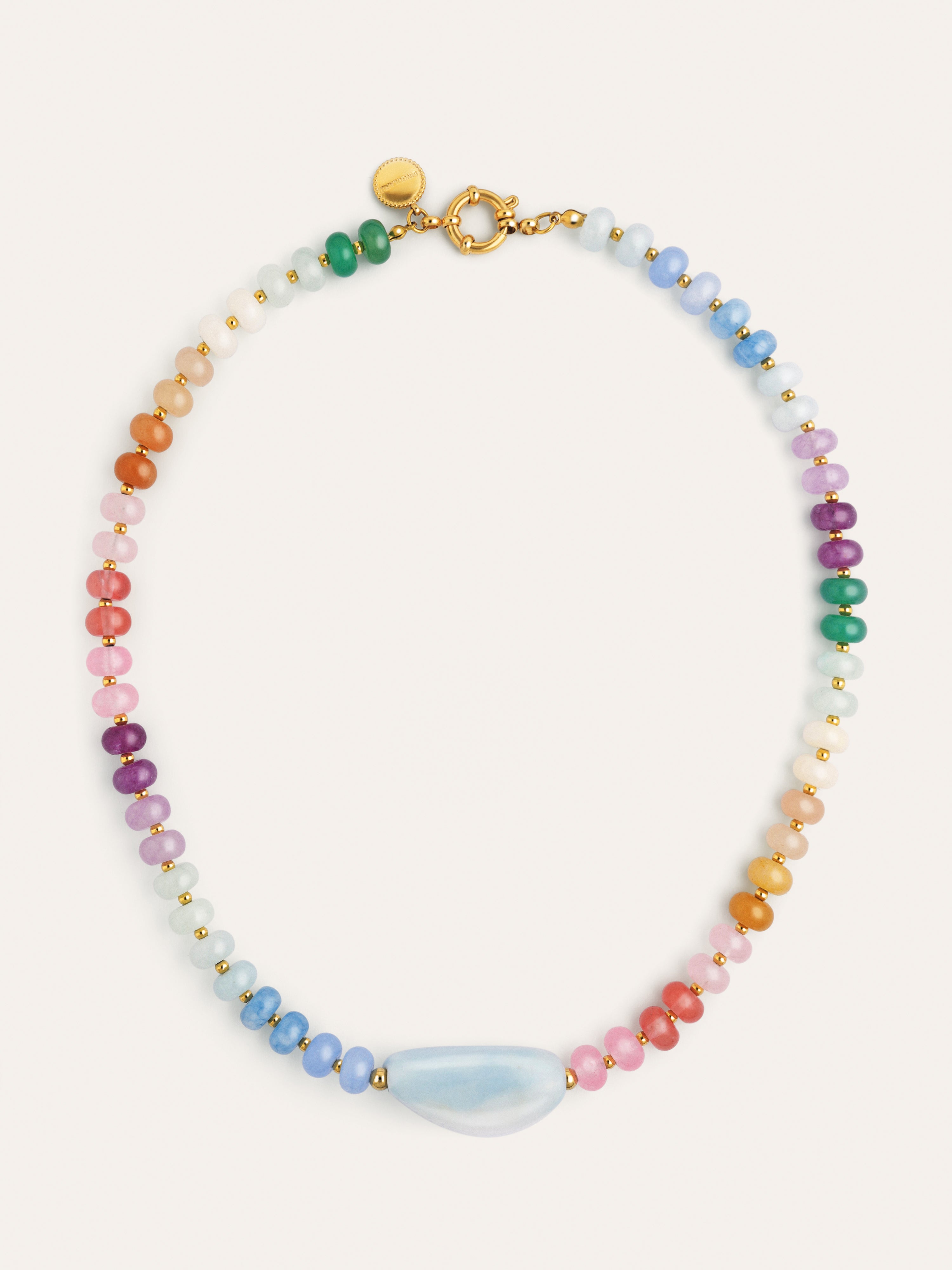 Halskette Gummy Stones Edelstahl mit Goldbeschichtung
