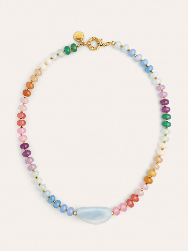 Halskette Gummy Stones Edelstahl mit Goldbeschichtung