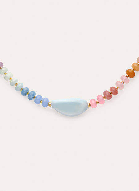 Halskette Gummy Stones Edelstahl mit Goldbeschichtung