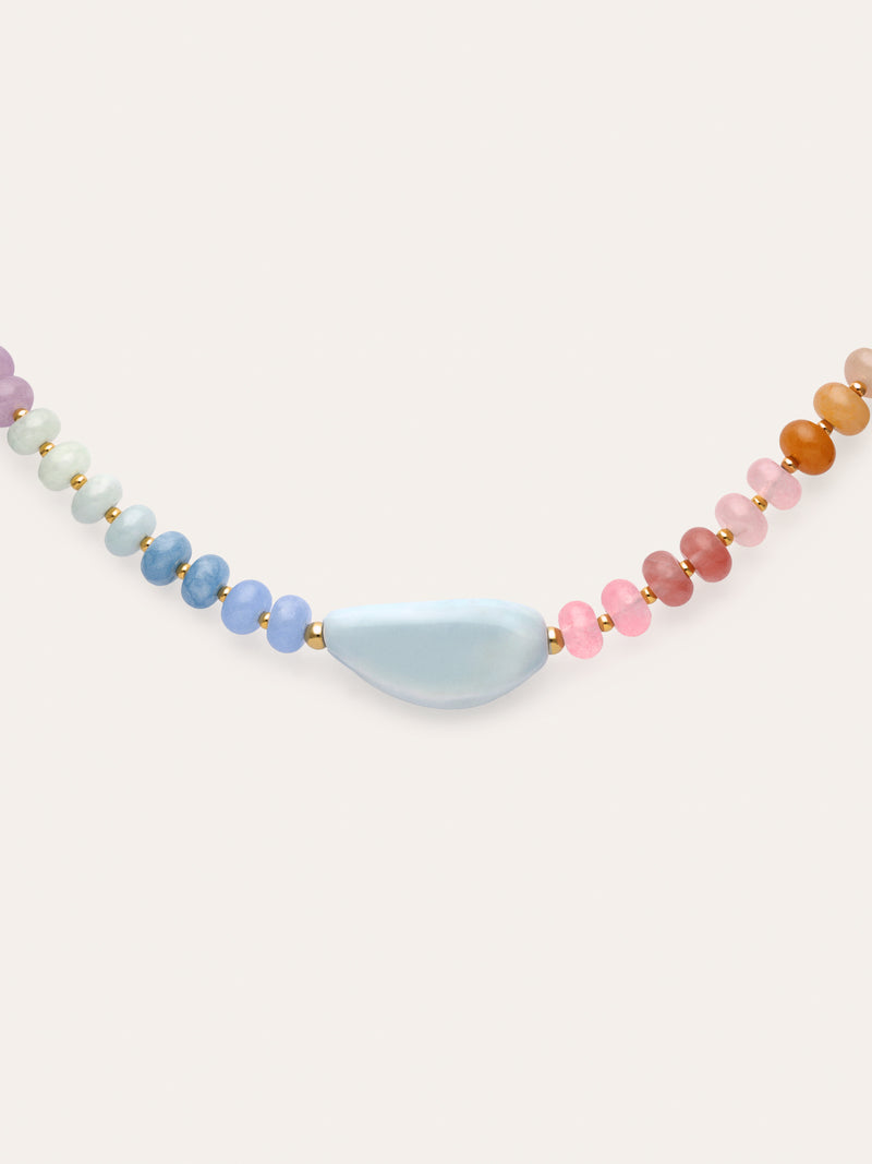 Halskette Gummy Stones Edelstahl mit Goldbeschichtung
