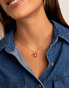 Collar Heart Reversed Enamel Acero Baño Oro