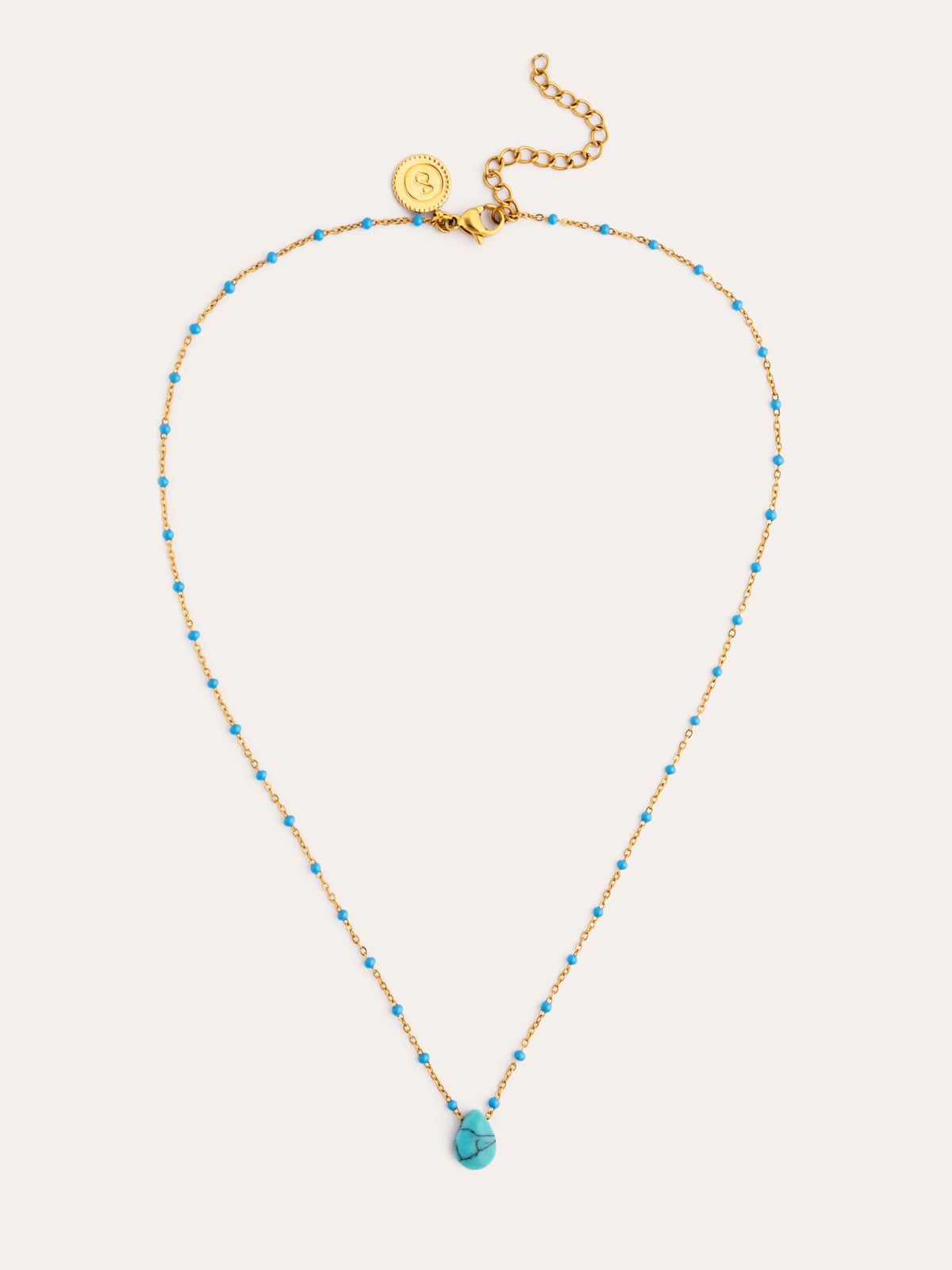 Colar Hydra Azul Aço Banhado a Ouro - vista 4