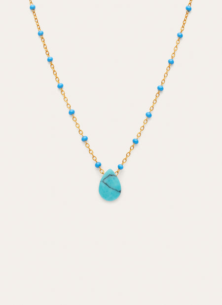 Hydra Blue Steel Gold-Plated Necklace