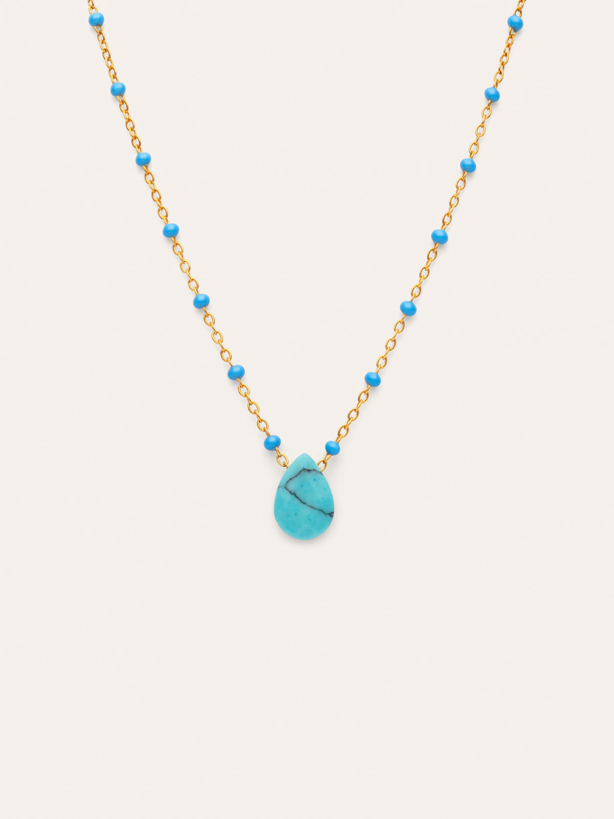 Colar Hydra Azul Aço Banhado a Ouro