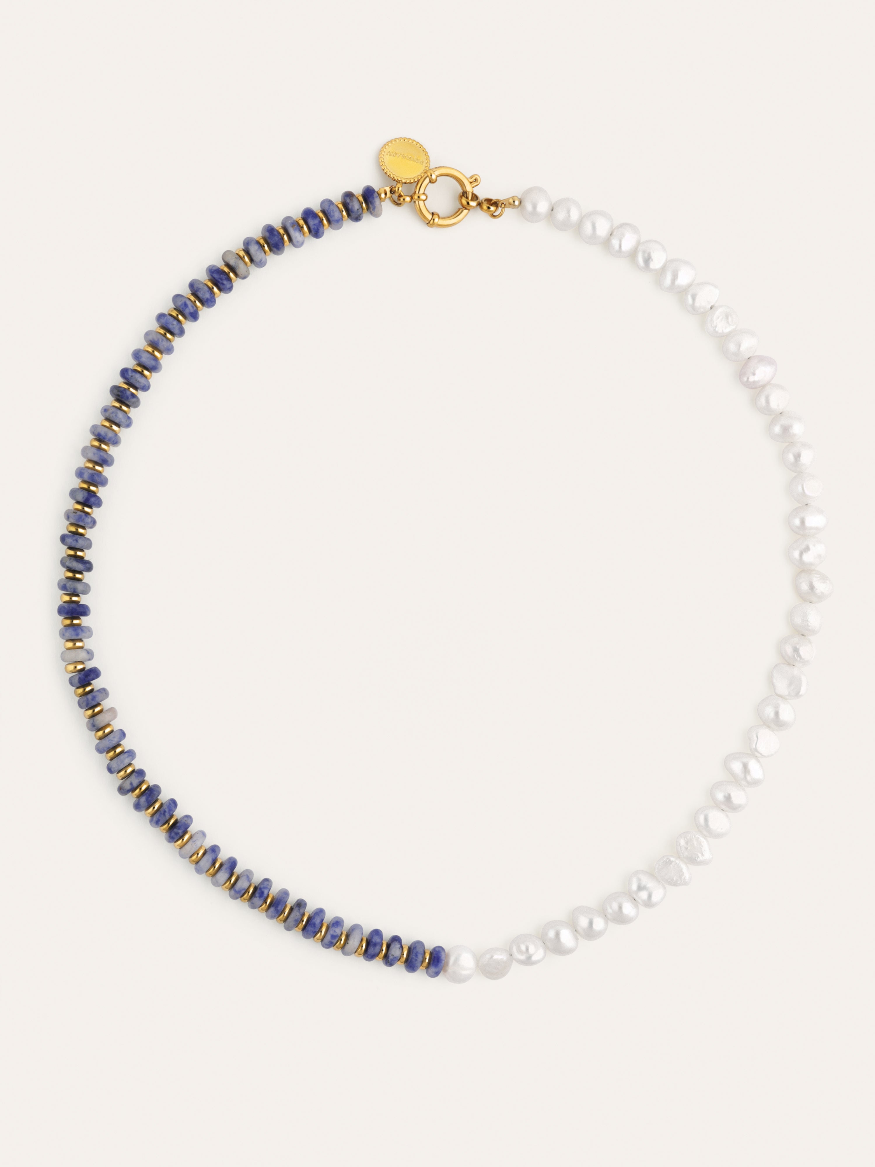 Collar Índigo Pearl Acero Baño Oro