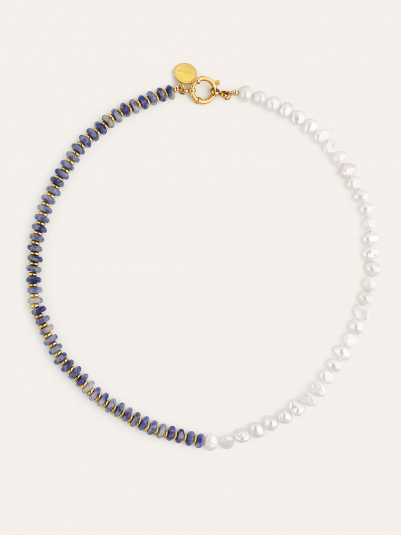 Collar Índigo Pearl Acero Baño Oro