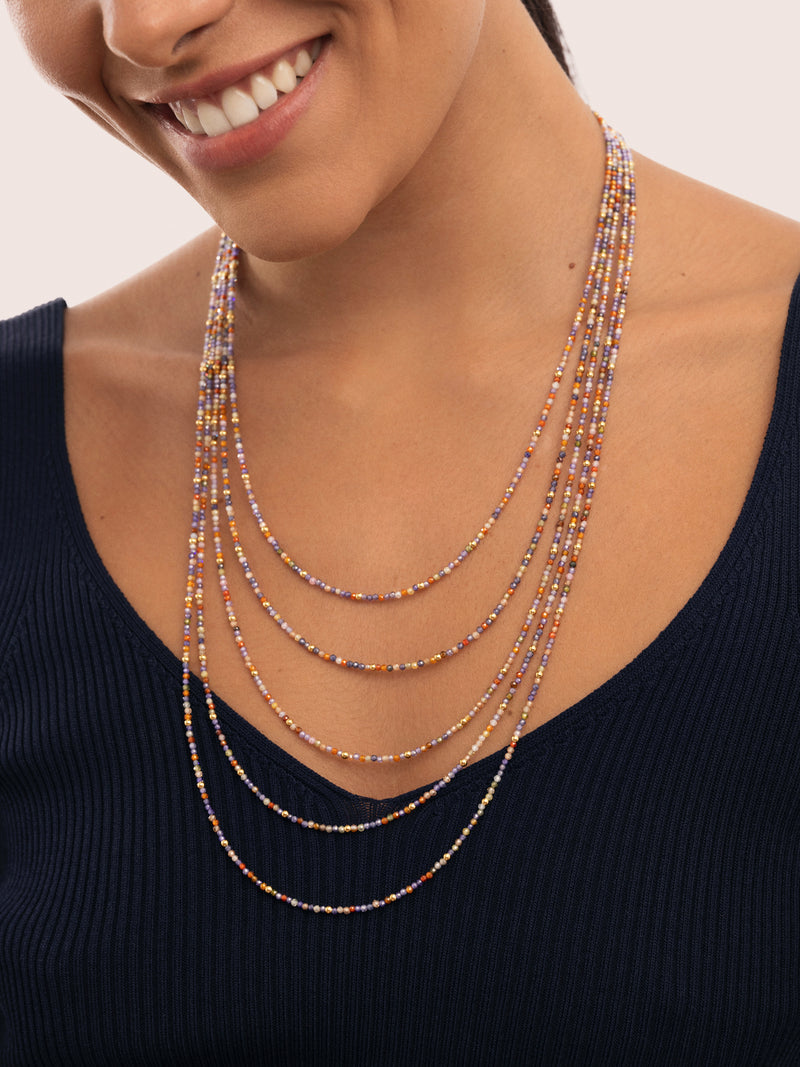 Lange Halskette Crystals Cleopatra Edelstahl mit 18kt Goldbeschichtung