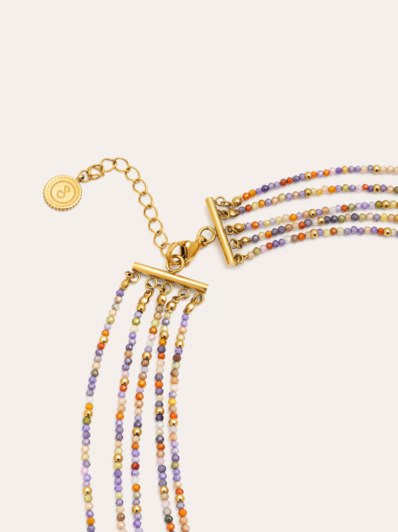 Lange Halskette Crystals Cleopatra Edelstahl mit 18kt Goldbeschichtung