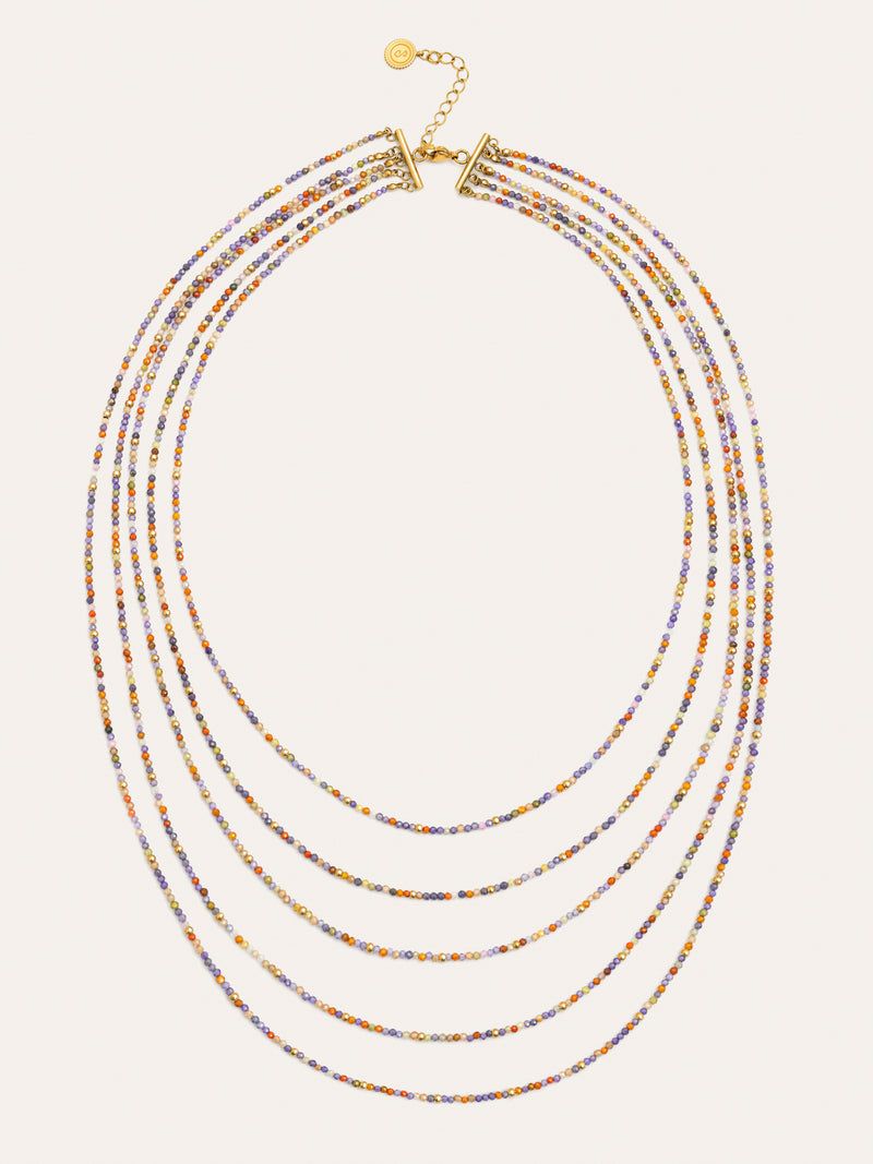 Lange Halskette Crystals Cleopatra Edelstahl mit 18kt Goldbeschichtung
