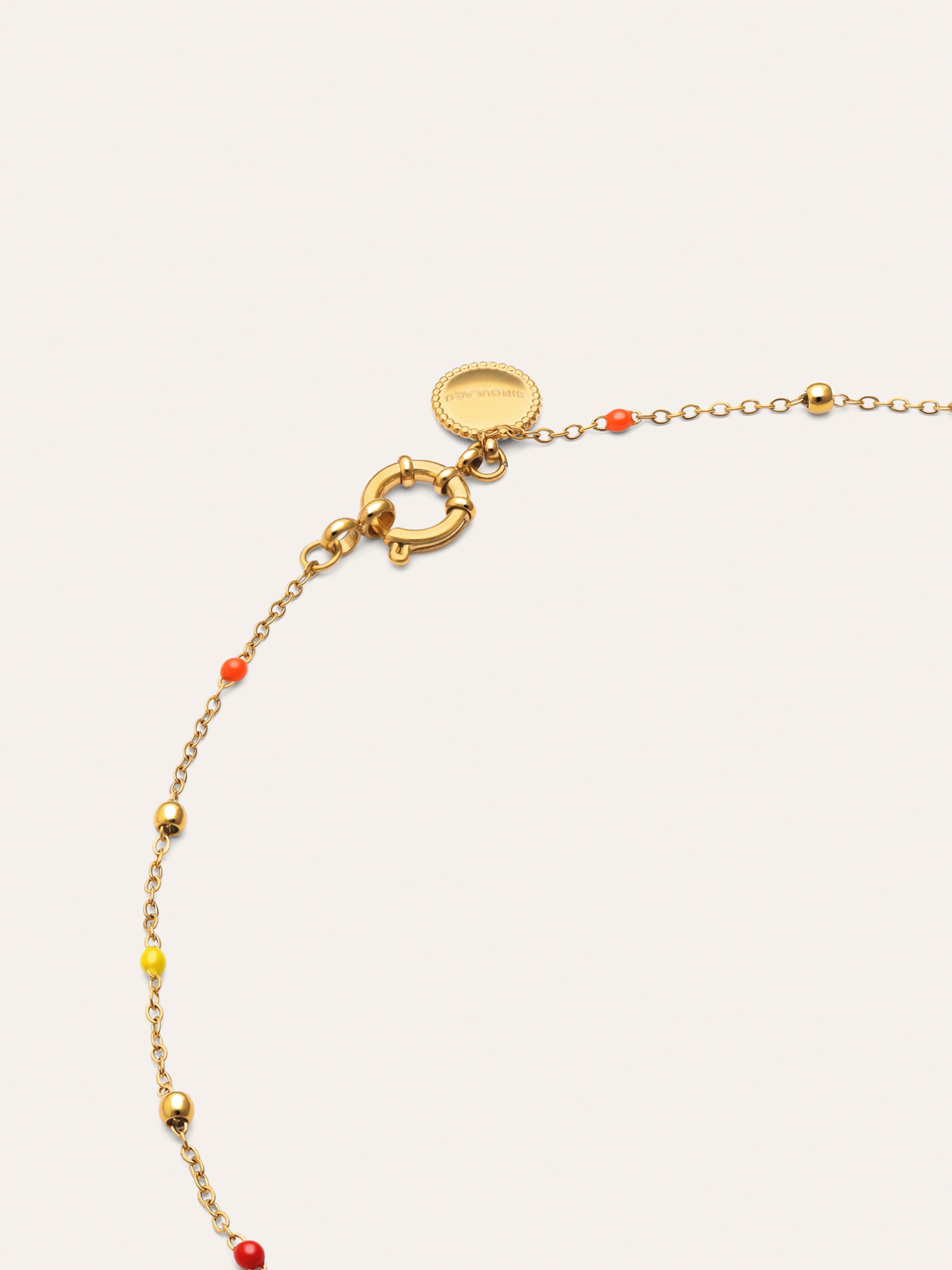 Long Dots L Colors Enamel Stainless Steel Gold Necklace