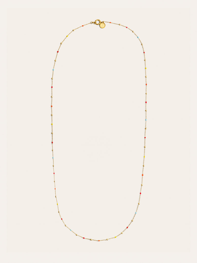 Long Dots L Colors Emaille-Halskette, vergoldeter Edelstahl