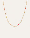 Long Dots L Colors Enamel Stainless Steel Gold Necklace