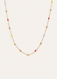 Long Dots L Colors Enamel Stainless Steel Gold Necklace