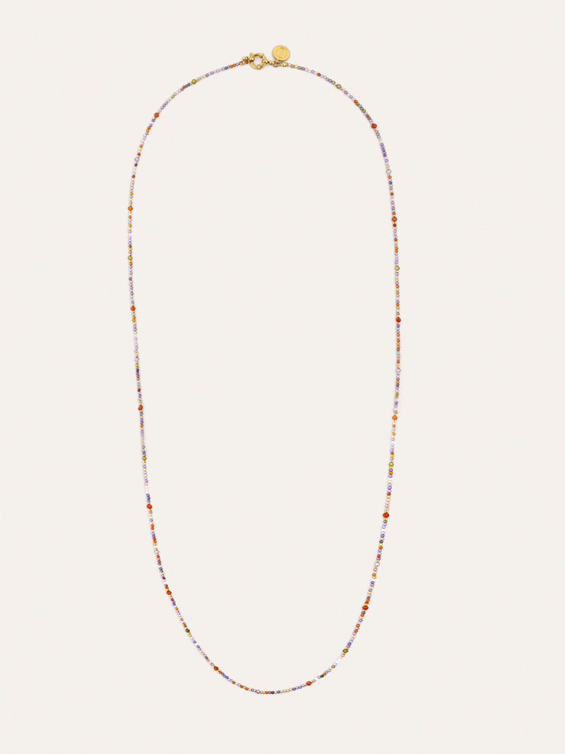 Long Full Crystal Summer Halskette, vergoldeter Edelstahl