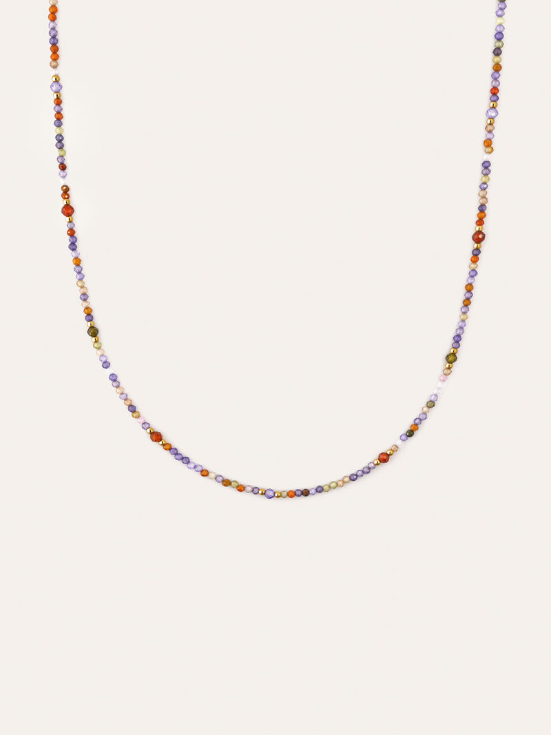 Long Full Crystal Summer Halskette, vergoldeter Edelstahl