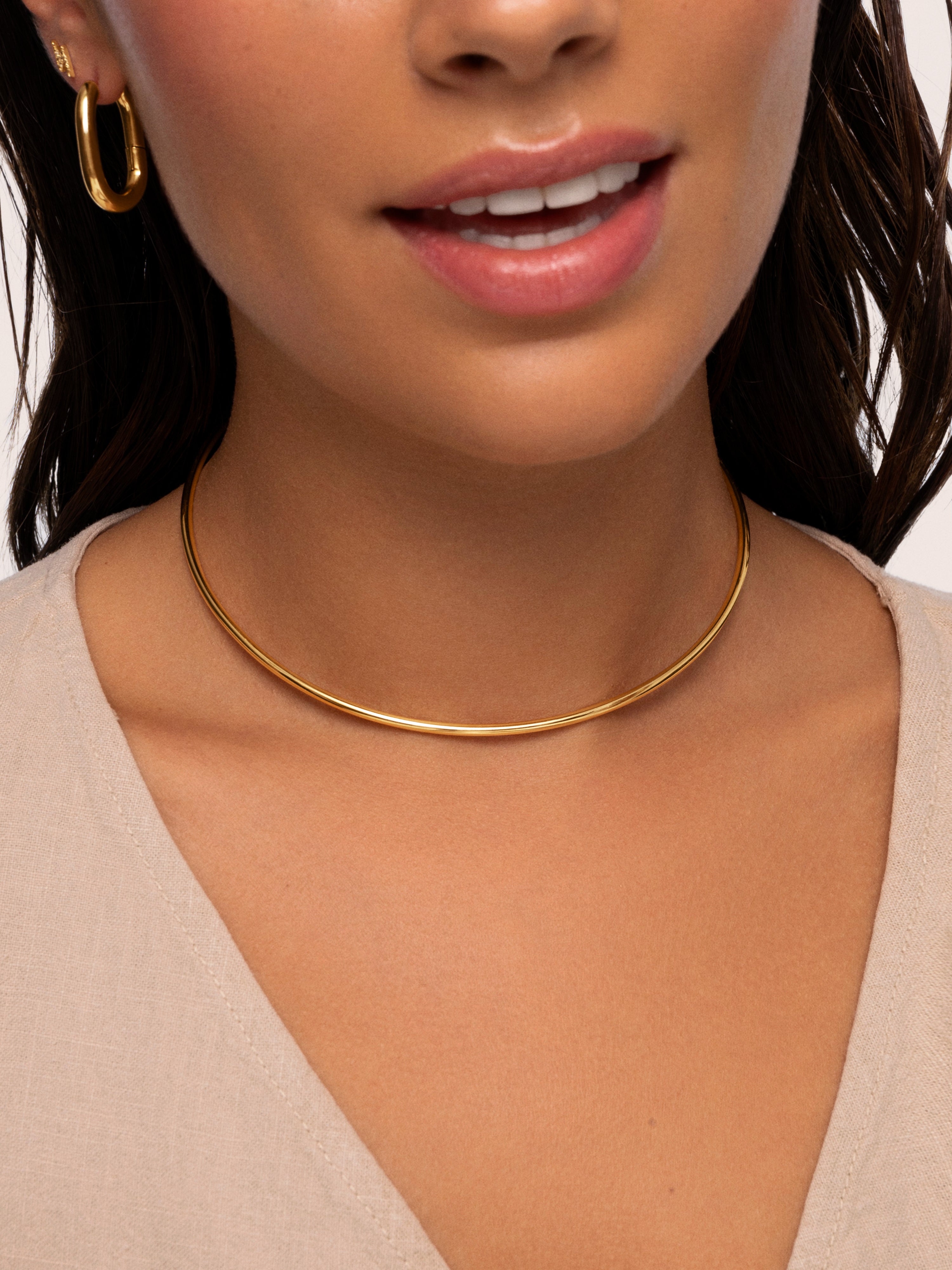 Choker Line Chain Acero Baño Oro