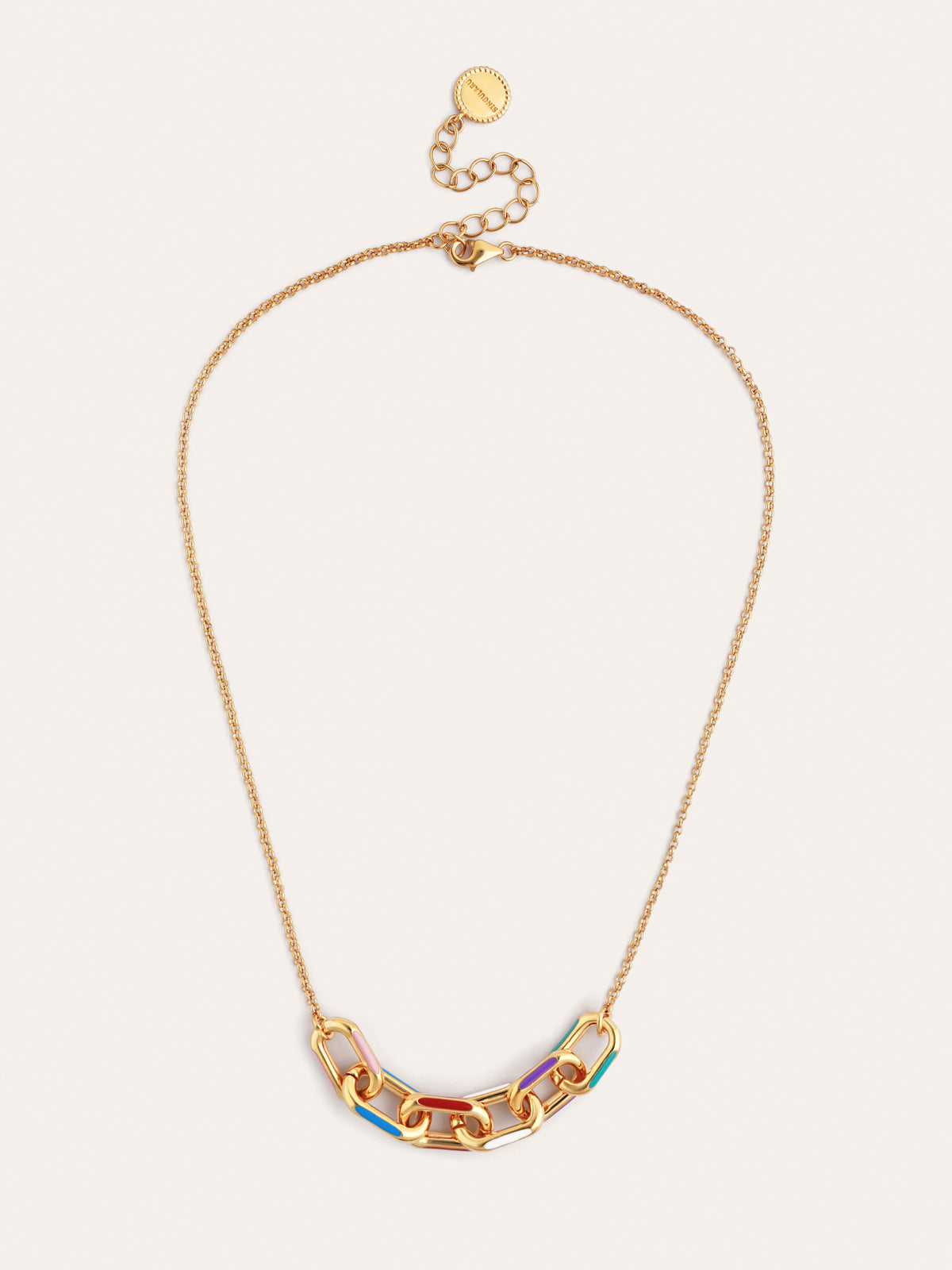 Colar Link Rainbow Esmalte Banho Ouro - vista 4