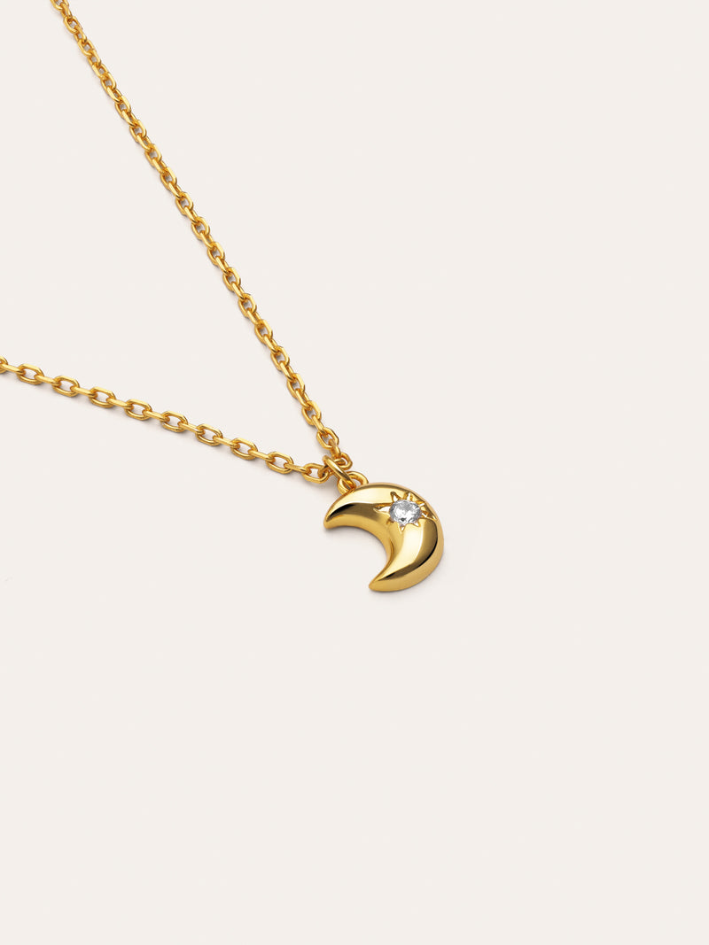 Little Moon Spark Halskette, Silber, vergoldet