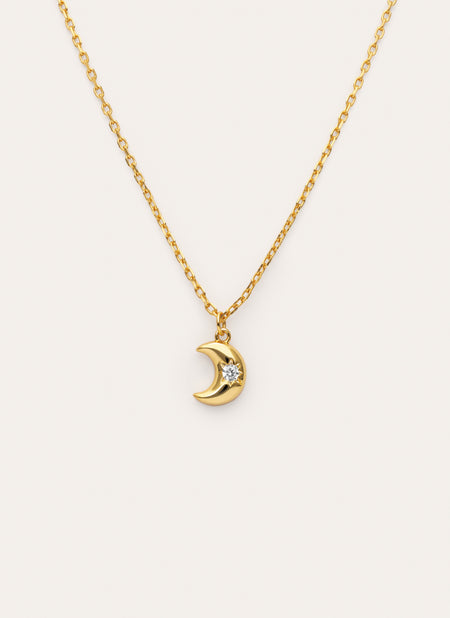 Little Moon Spark Halskette, Silber, vergoldet