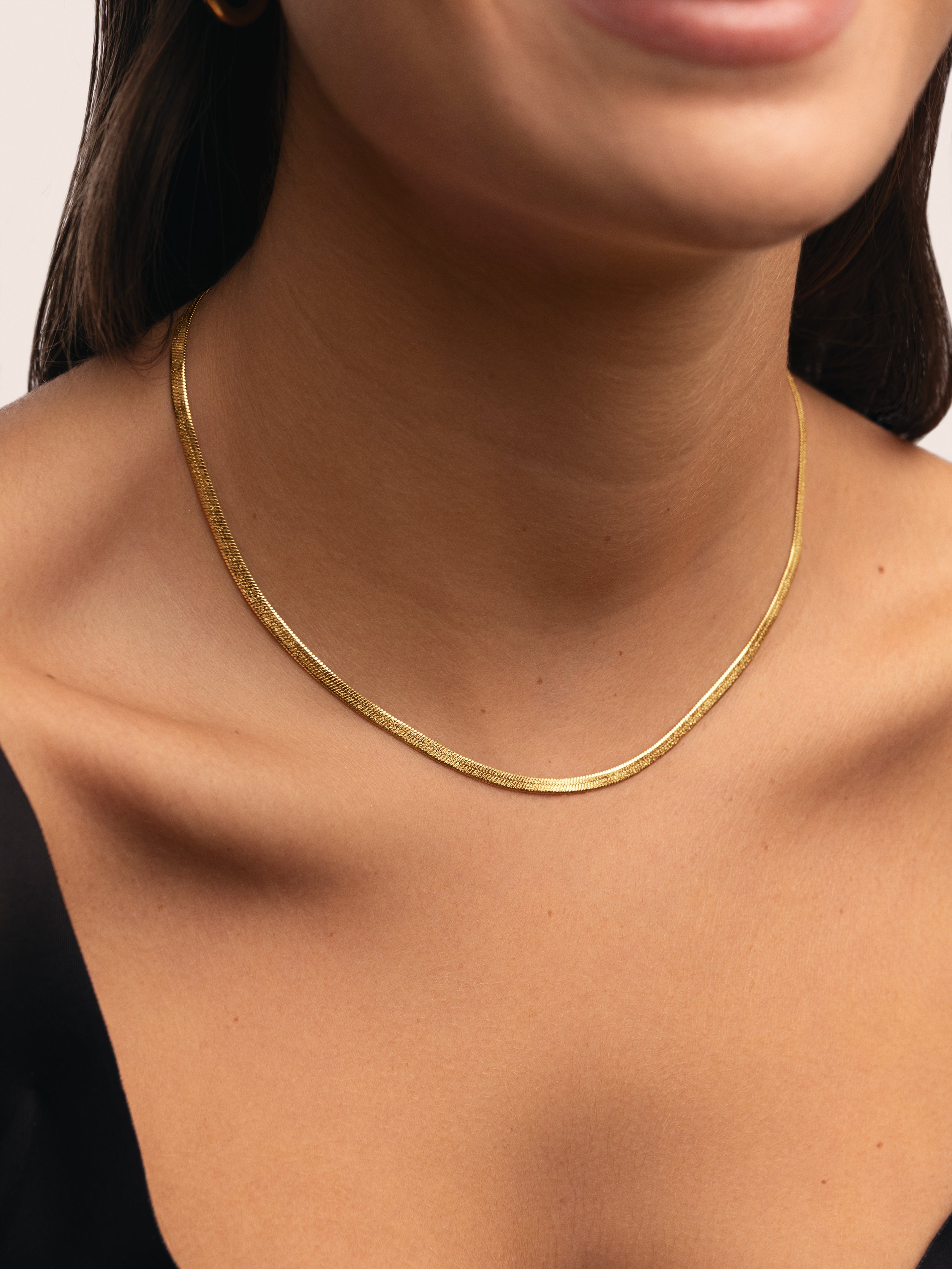 Collier Lisse Sparkling Acier Plaqué Or