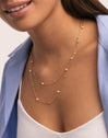 Long Pearl Dots Halskette Stahl, vergoldet