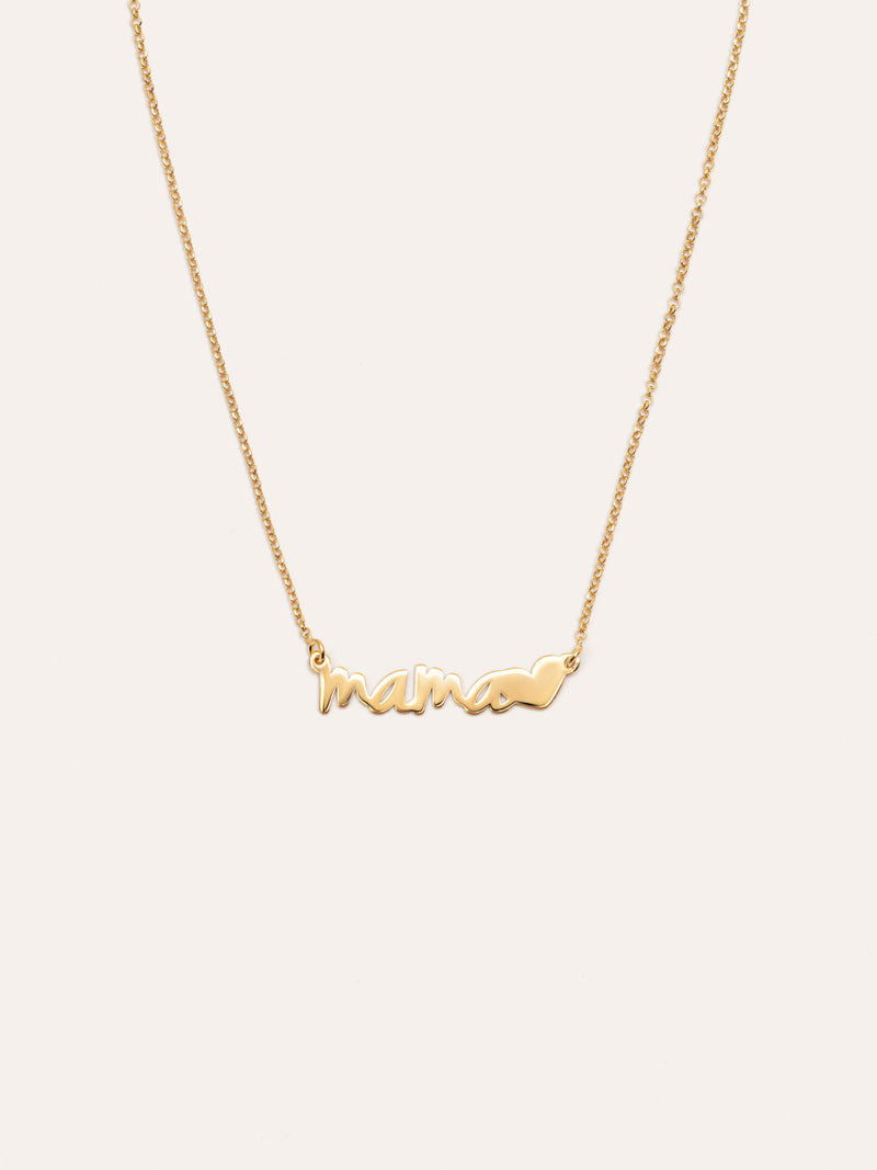Collar Mamá Heart Plata Baño Oro