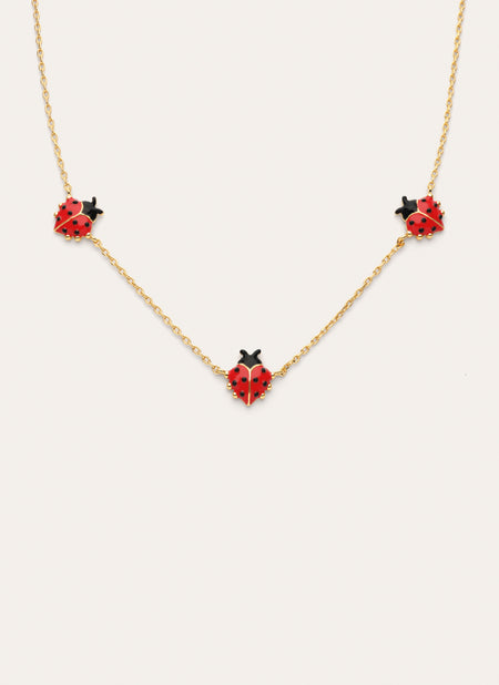 Collar Mariquita Baño Oro