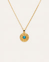 Colar Medallion Aqua Aço Banhado a Ouro
