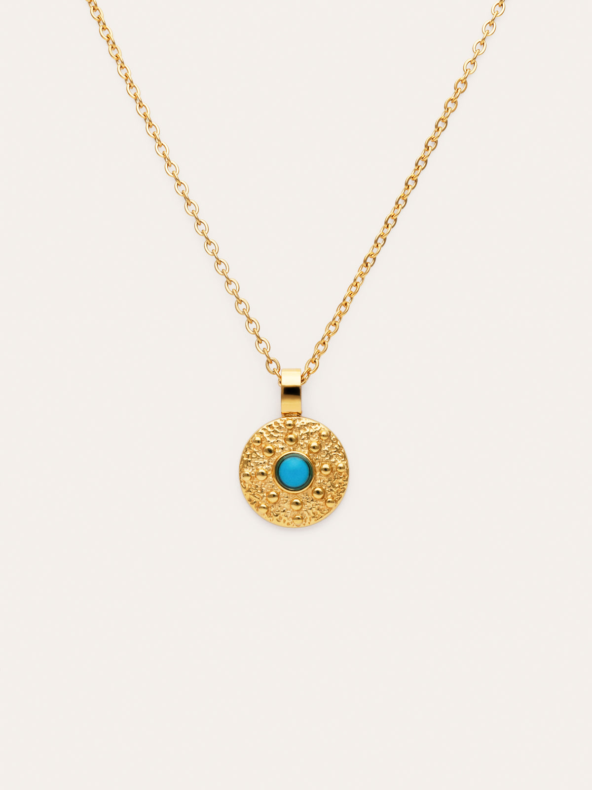 Colar Medallion Aqua Aço Banhado a Ouro