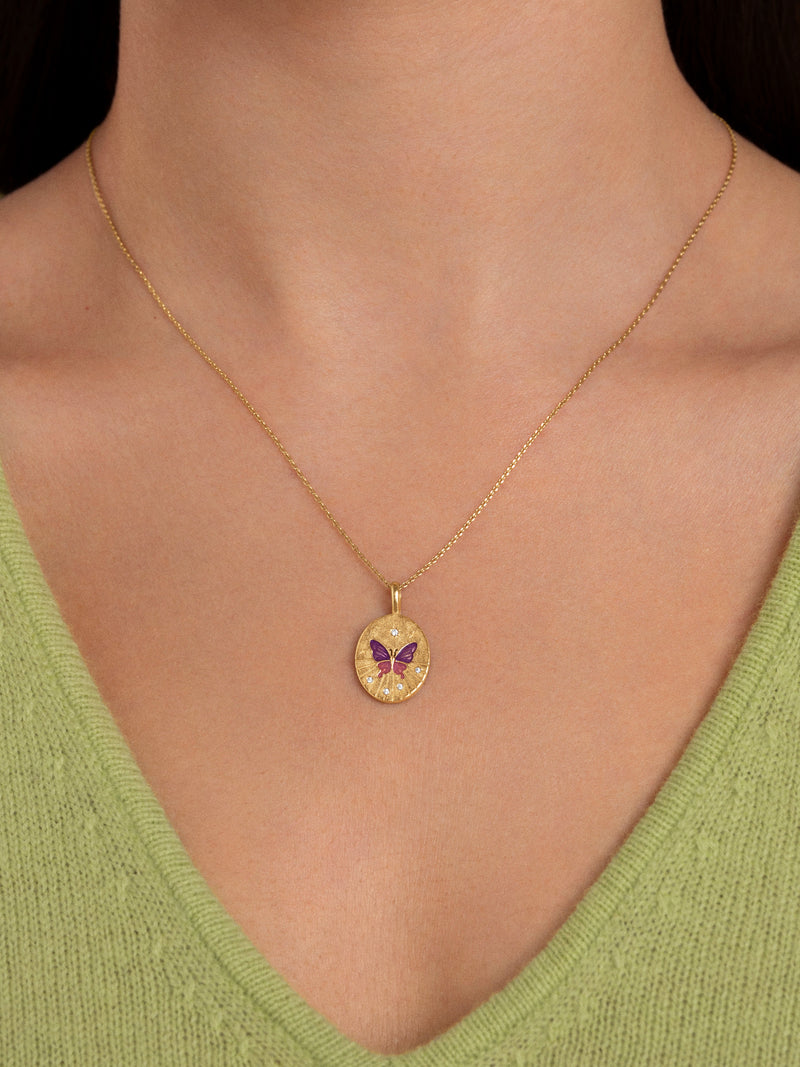 Butterfly Medallion Halskette Roségold, vergoldet
