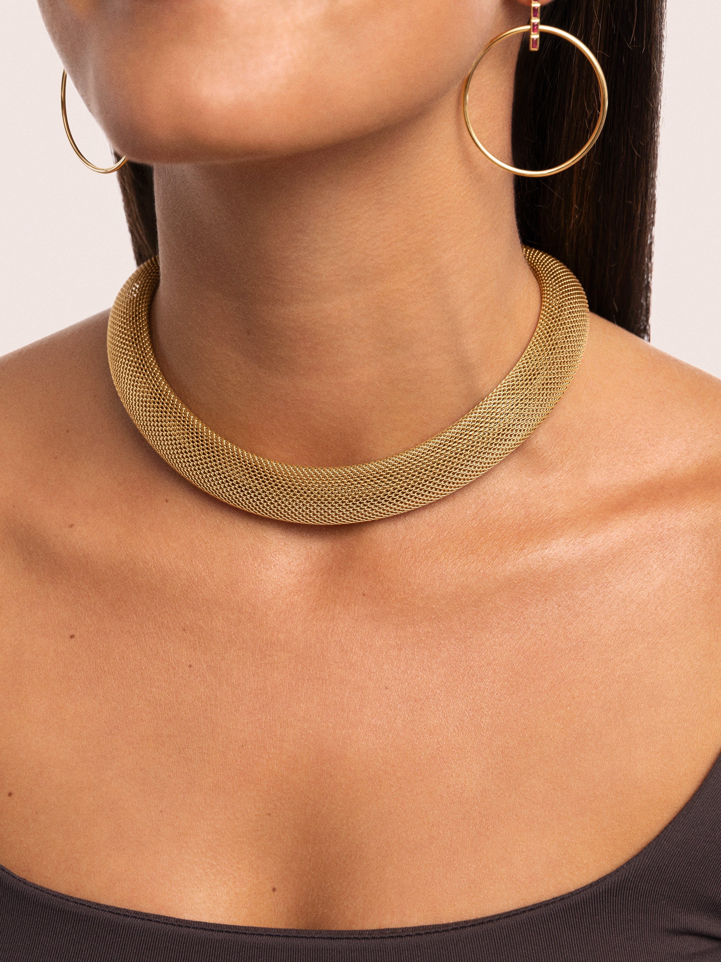 Choker Mesh Acero Baño Oro