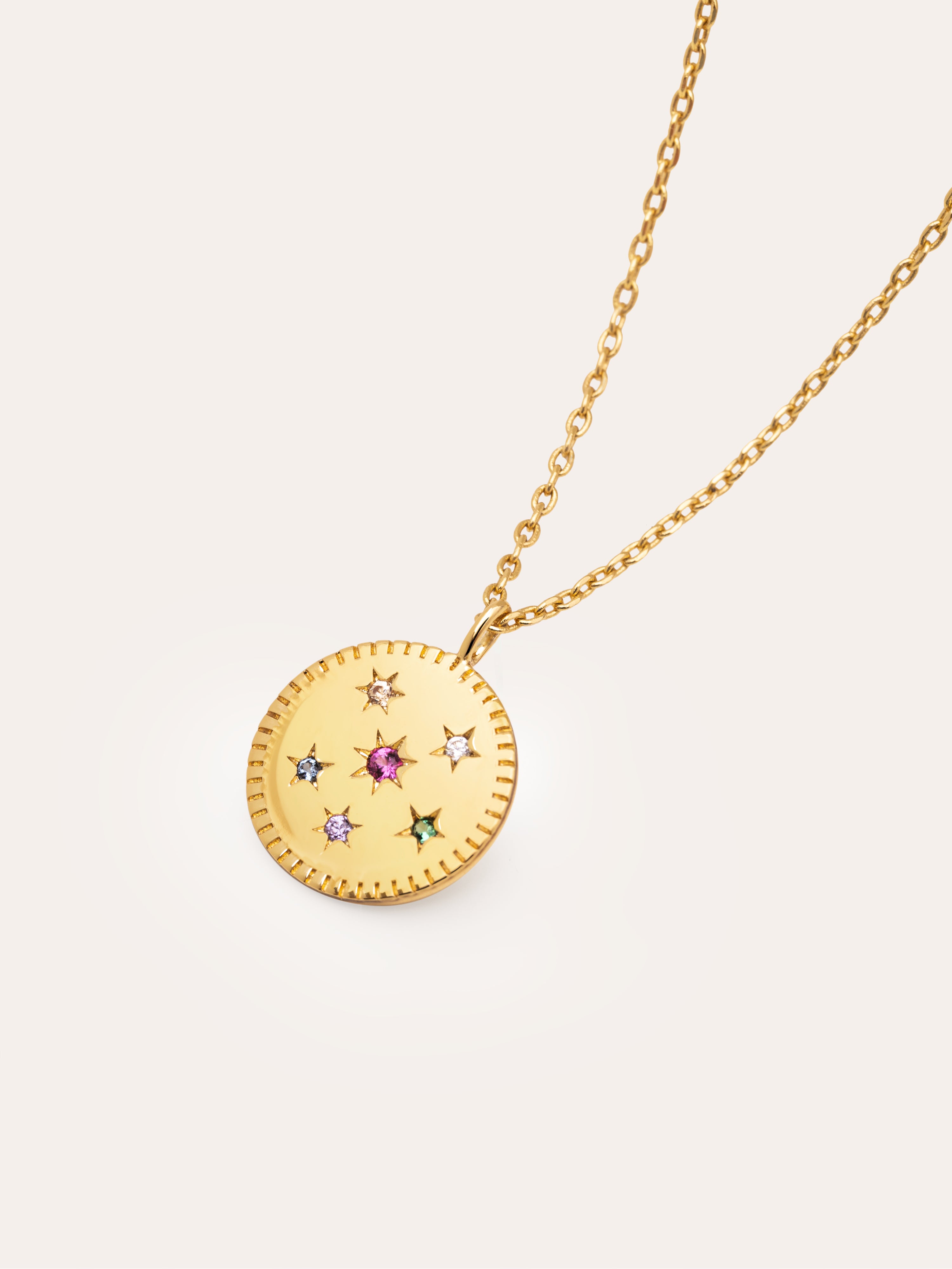 Medallion Spark Color Gold Necklace