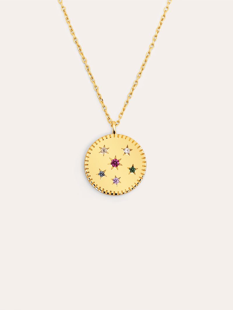 Medallion Spark Color Halskette, vergoldet