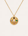 Colar Medallion Five Stones Mística Aço Banho a Ouro