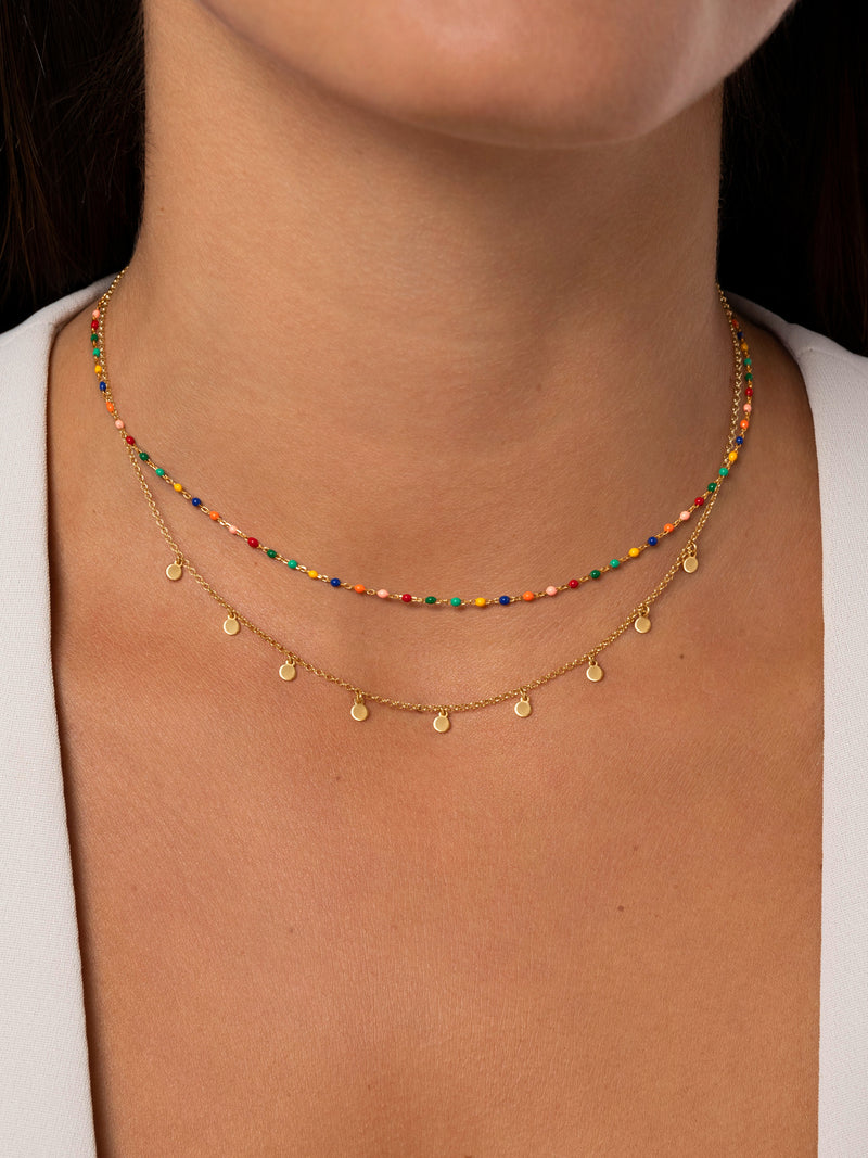 Dots Colors Halskette enamel Silber, vergoldet
