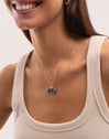 Halskette Mini Mond Blau Stahl mit 18kt Goldbeschichtung