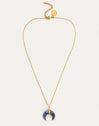 Halskette Mini Mond Blau Stahl mit 18kt Goldbeschichtung
