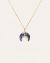 Halskette Mini Mond Blau Stahl mit 18kt Goldbeschichtung