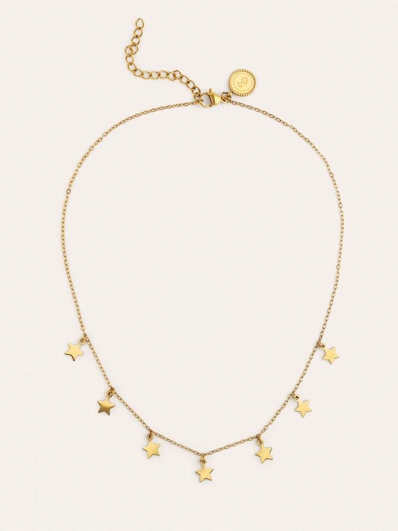 Collar Mini Stars Acero Baño Oro