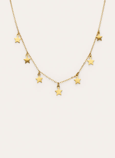 Collar Mini Stars Acero Baño Oro