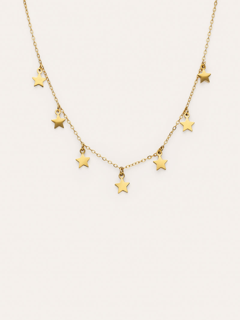 Collar Mini Stars Acero Baño Oro