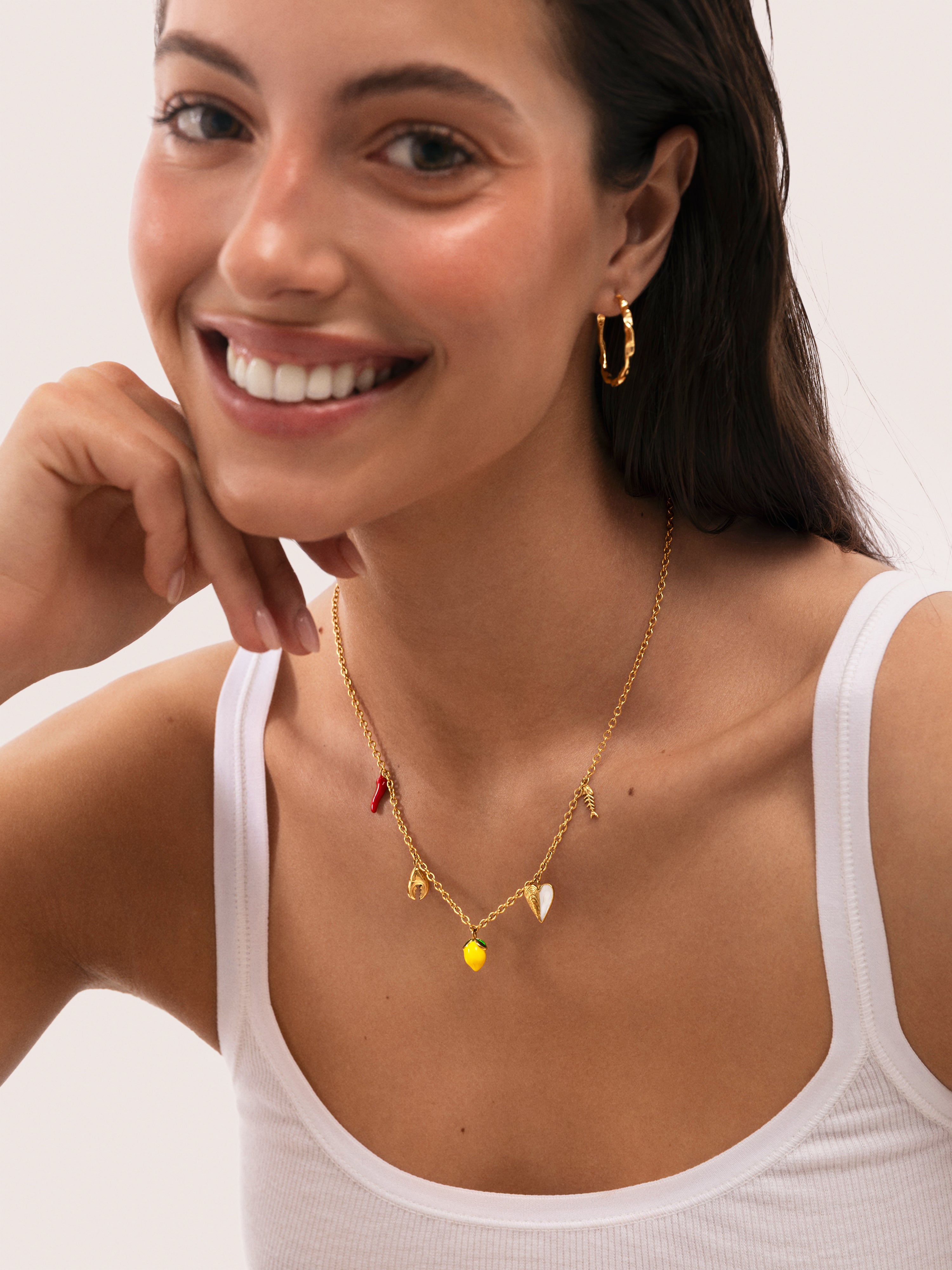 Collier Multicharm Apéritif Marin Acier Plaqué Or