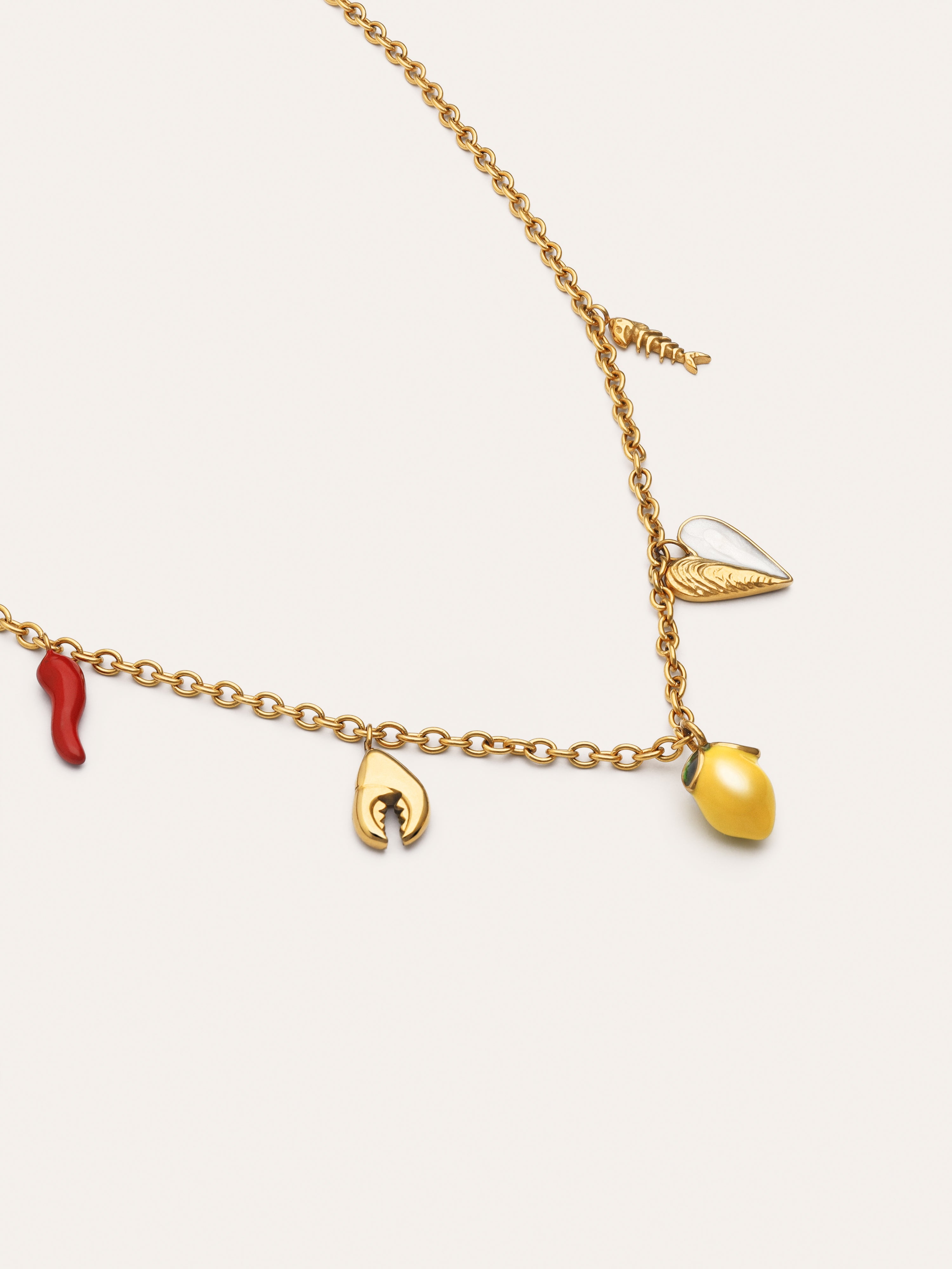 Collier Multicharm Apéritif Marin Acier Plaqué Or